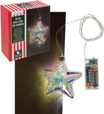 Produktbild von 3D LED Glas Stern mit Timer Batteriebetrieben, Weihnachtsbeleuchtung