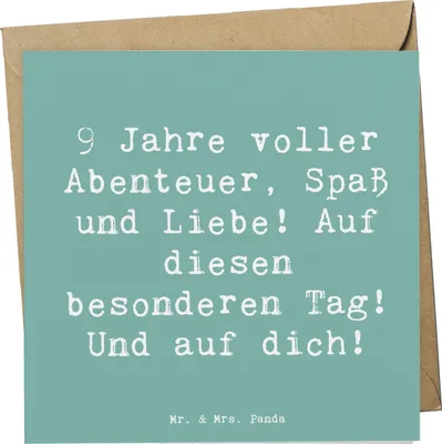 Produktbild von Mr. & Mrs. Panda Grußkarte Spruch 9. Geburtstag Abenteuer - Meeresbrise - Geschenk, Klappkarte, Glückwunschkarte, Happy Birthday, Alter, faltkarte, doppelkarte, Freude