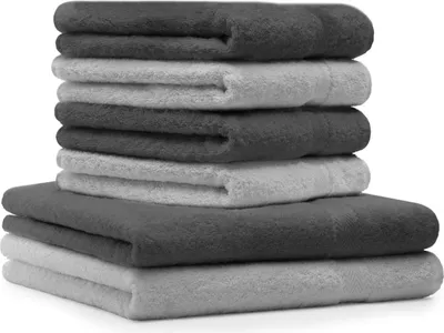 Produktbild von Betz 6-tlg. Handtuch-Set PREMIUM - 2 Liegetücher 4 Handtücher 100% Baumwolle  Farbe: anthrazit und silbergrau