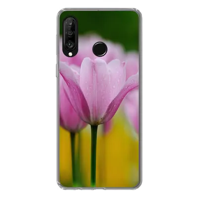 Produktbild von MuchoWow® Handyhülle Schutzhülle Hülle für Huawei P30 Lite Blumen - Tulpen - Rosa Silikon Softcase Handy Hülle - Handyhülle