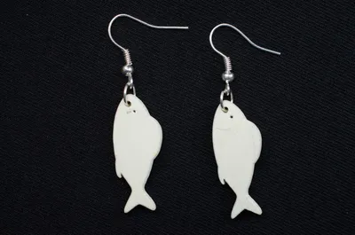 Produktbild von weiße Fische Ohrringe Miniblings Ohrhänger Fisch hölzern Holz Ohrhänger weiß