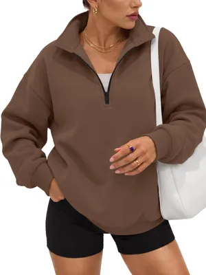Productafbeelding van Trendy Queen Y2K dames oversized sweater met halve rits, lange mouwen