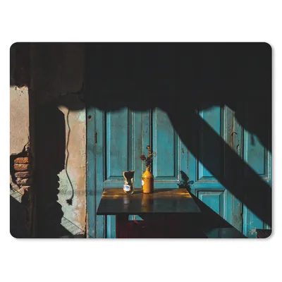 Produktbild von MuchoWow® Mauspad Mousepad Tür - Blau - Architektur - Vase 40x30 cm - Mousepads - Maus Mat - Pad - Mausunterlage - Anti Rutsch