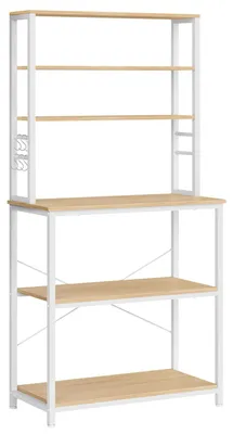 Produktbild von Küchenregal - Standregal - Mit 6 Haken - 40x80x167 cm - Freistehend - Zum Zusammenbauen - Braun