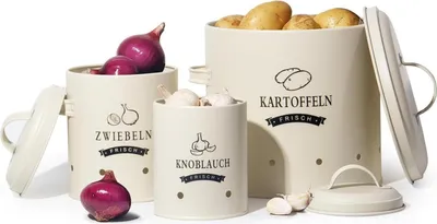 Produktbild von Theo&Cleo Kartoffel Vorratsdosen Set Retro Design Beige