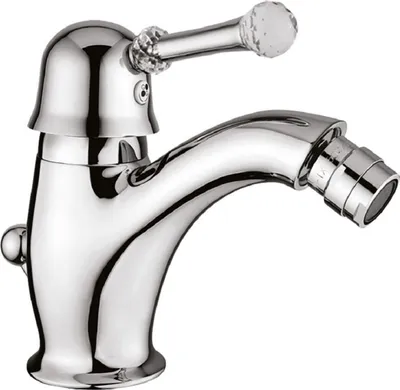 Produktbild von Casa Padrino Luxus Waschtischarmatur mit Swarovski Kristallglas Silber H. 14 cm - Einhand Waschtischbatterie - Luxus Bad Zubehör