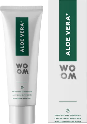 Produktbild von Woom | Aloe Zahnpasta - 75 ml - Antibakteriell - Natürliche Inhaltsstoffe - Stärkt Zahnschmelz und Zahnfleisch