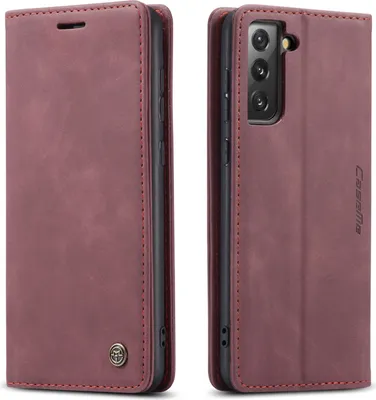 Produktbild von Samsung Galaxy S21 5G Hülle, LaimTop Retro Kunstledertasche mit Standfunktion Schutzhülle für Samsung Galaxy S21 5G Rot