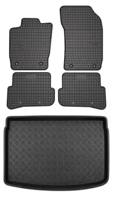 Image de Tapis en caoutchouc + bac de coffre pour Audi A1 II (GB) 2018- (hayon, plancher haut) – 5 pièces, noirs, sur mesure