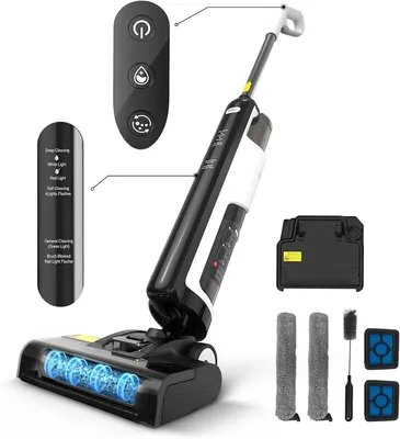 Produktbild von Redkey W12 SE Nass Trockensauger mit Wischfunktion, 1.15L Doppeltank Kabellos, 45 Min Betrieb Anti-Verheddern-Technologie Automatische Reinigung