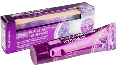 Productafbeelding van XOC Purple Whitening Set: Tandpasta + Bamboe-tandenborstel