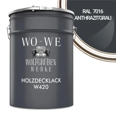Produktbild von Holzfarbe Holzlack Holzanstrich Holzbeschichtung W420 - Anthrazitgrau RAL 7016 - 10L