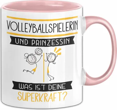 Produktbild von Volleyballspielerin Und Prinzessin Tasse Geschenk Für Eine Volleyballspielerin Geburtstag Was Ist Deine Superkraft (Rosa)