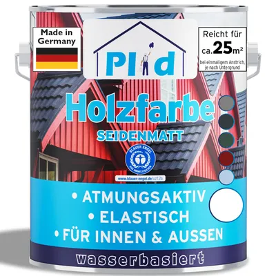 Produktbild von Plid Holzfarbe Weiß 2,5L Innen & Außen / Innen & Außen - Wetterschutzfarbe Holzfarbe Außen - Dauerhafte Holzschutzfarbe - Farbe für Holz