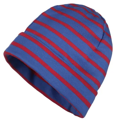 Produktbild von modAS Mütze Maritime Rollmütze Uni für Kinder und Erwachsene – Ringelmütze Baumwollmütze mit Streifen in Royal / Rot bis 52 cm Kopfumfang (Kleinkind)