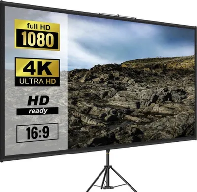 Produktbild von Projektionsleinwand – Projektionsschirm mit Stativ – Projektor – Projektionsleinwand – Beamerleinwand – Heimkino