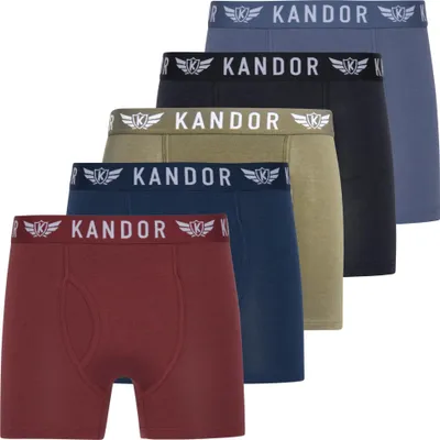 Produktbild von Kandor - "Quinfly" Boxershorts für Herren(5er-Pack) BG1729 (S) (Rot/Marineblau/Oliv/Schwarz/Blau)