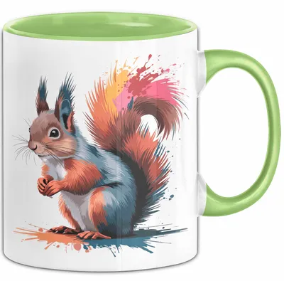 Produktbild von Eichhörnchen Tierliebhaber Tasse Geschenk Lustige Geschenkidee Spruch (Grün)