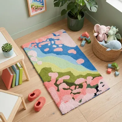 Produktbild von Badteppich - 60x100 cm - Bunt - 3D-Effekt - Rutschfest - Maschinenwaschbar - Weicher Teppich - GAIA