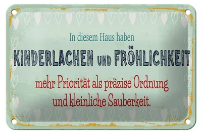 Produktbild von Blechschild Kinderlachen und Fröhlichkeit, 18 x 12 cm, Blechschilder Spruch Glück Weisheit