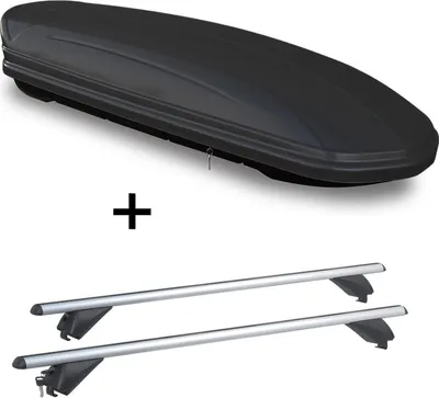 Produktbild von Dachbox VDPMAA460 460Ltr schwarz matt abschließbar + Alu Dachträger RB003 kompatibel mit für Audi A4 Kombi (B9) (5Türer) ab 2015