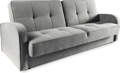 Produktbild von BETTSO Steppsofa PARIS grau mit Bettzeugbehälter und bequemer Sitzfläche