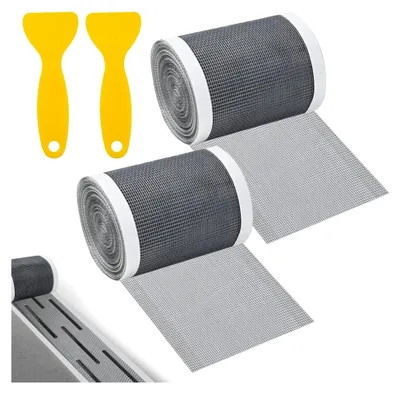 Produktbild von Haarsieb Dusche Selbstklebend - 2 Stück 10cm x 10m Haarfänger Dusche, Abfluss Haarfänger Einweg Duschabfluss Mesh Abflusssieb mit 2 Plastikspatel für Bad Duschen Badewannen Küche