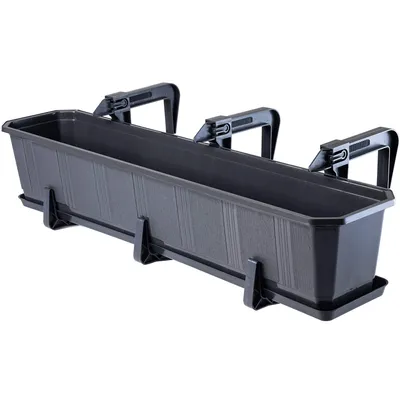 Produktbild von KADAX Blumenkübel "Trani", Topf mit Untertasse und Griffen, 80cm, Graphit