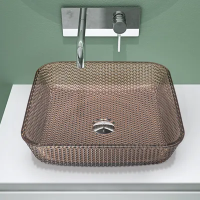 Produktbild von doporro waschbecken Aufsatzwaschbecken Glaswaschbecken BxTxH: 40x40x11cm in Kaffee Glas Waschplatz Handwaschbecken Waschtisch Minerva03