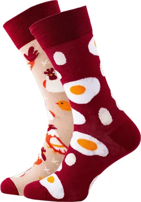 Zdjęcie produktu dla Many Mornings Skarpety męskie kolorowe Egg and Chicken czerwony rozmiar. 39-42