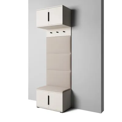 Produktbild von Garderoben-Set Napoli Version 5: Schuhschrank mit Polsterpaneelen, Hängeschrank für Flur und Eingangsbereich (Cashmere/Trinity 02)