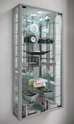 Produktbild von VCM Wandvitrine Hängevitrine Glasvitrine Vitrine Glas Vitrosa Maxi Spiegel Silber