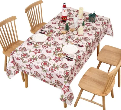 Productafbeelding van Kersttafelkleed, 200x132 cm – Waterdicht en afwasbaar – Vlekvast – Polyester tafelkleed met sneeuwvlokkenprint