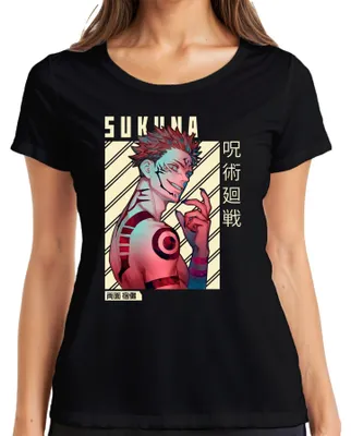Productafbeelding van Sukuna Jujutsu Kaisen, Koning van de Vloeken, Anime, roodogige, donkere dames T-shirt, zwart, maat 3XL