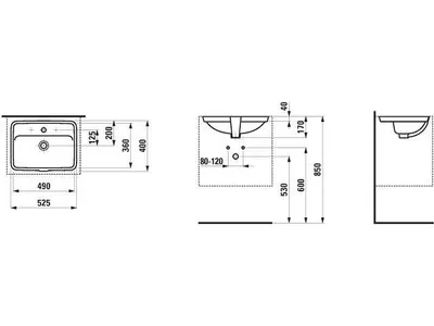 Zdjęcie produktu dla Laufen Pro A - Umywalka, 490x360 mm, bez otworu na baterię, biała H8119660001091
