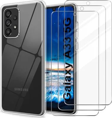 Produktbild von Transparente Hülle Für Samsung Galaxy A33 5G Silikon + 3X Gehärtetes Glas