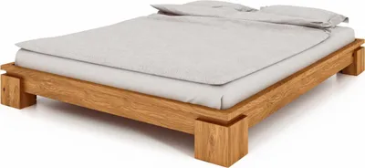 Produktbild von Bett Tinci 3 niedrige Höhe Sonderlänge 140x190 Wildeiche massiv ohne Kopfteil