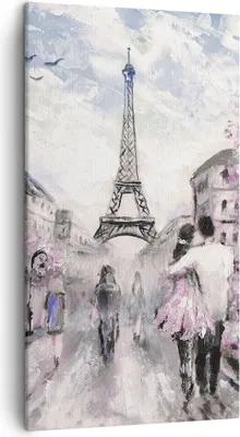 Produktbild von Bild auf Leinwand - Leinwandbild - Paris Weg Illustration eiffle - 45x80cm - Wand Bild - Wanddeko - Leinwanddruck - Bilder - Kunstdruck - Wanddekoration - Leinwand bilder - Wandkunst - PA45x80-3149