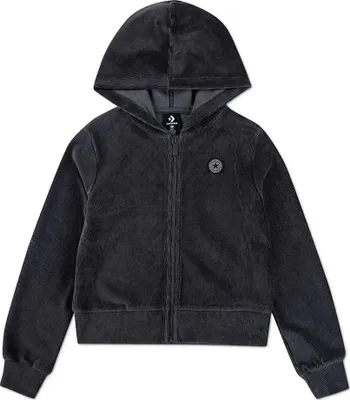Produktbild von Converse Kids Cnvg Ribbed Velour Reißverschlusspullover Schwarz 13-15 Years Mädchen Schwarz 13-15 Years