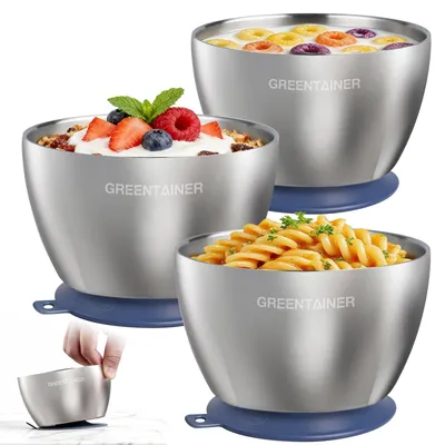 Produktbild von Edelstahl-Babyset mit Silikon-Saugnapf, 3-teilig