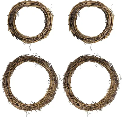 Image de Lot de 4 couronnes en osier, fabriquées à la main, de 15 cm et 20 cm, pour la décoration de portes