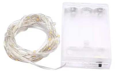 LED-Lichtschnur, kaltweiß, 2 m, mit 3 AA-Batterien, für Innen & Außen