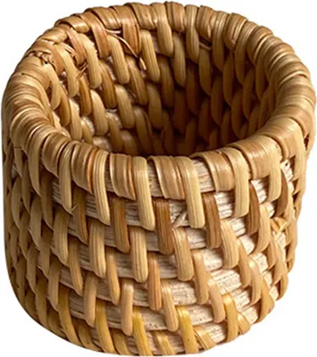 Produktbild von Serviettenring aus gewebtem Rattan, handgefertigt, rustikaler Serviettenring, wiederverwendbarer Serviettenhalter, Tischdekoration für Hochzeiten, Partys und den täglichen Gebrauch