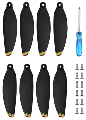 Propeller-Set 8 Stück + 12 Schrauben + 1 Schraubendreher, leise, goldener Rand