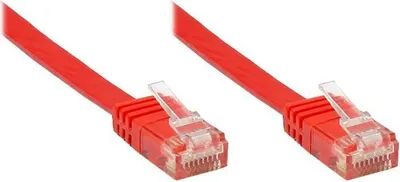 Imagen del producto de Cable de conexión plana Cat 6, 2 metros, color rojo, U/UTP, conector RJ45, diseño delgado
