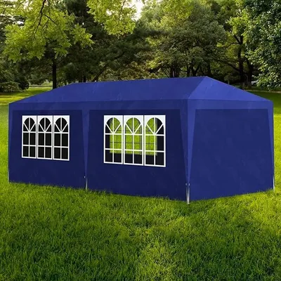 Produktbild von Partyzelt Faltpavillon Wasserdicht Stabil 3x6 m Blau Faltpavillon 3x6