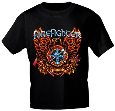 Produktbild von T-Shirt mit Print - Feuerwehr - 10592 Gr. S-2XL - versch. Farben zur Wahl Color - schwarz Größe - S