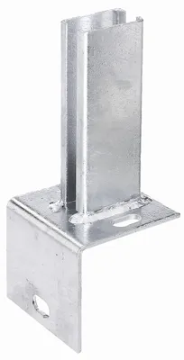 Zdjęcie produktu dla Alberts 663674 Wspornik do słupków ogrodzeniowych na krawężnikach w kształcie litery L, do przykręcenia, ocynkowany ogniowo, płyta 94 x 100 mm, do słupków 60 x 40 mm, zestaw 2 szt