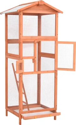 Zdjęcie produktu dla vidaXL Klatka dla ptaków 68x62x166 cm z litego drewna świerkowego