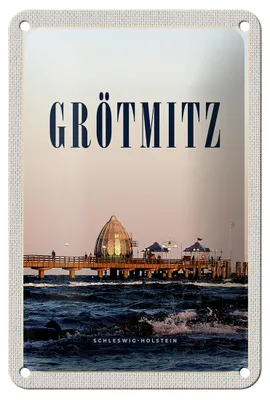 Produktbild von Blechschild Reise 12x18cm Grötzmitz Schleswig-Holstein Strand Schild